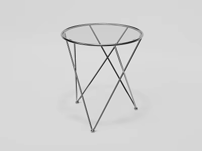 Modern Round Side Table With Glass Top And Geometric Metal Legs Design 3d model