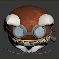 Cute Cartoon Cat Wearing Aviator Goggles Striped Shirt Orange Coat And Red Shoes