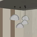 Domed Felt Pendant Lights Hanging in Modern Interior With Wooden Beige Walls Three Decorative Fixtures