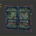 Rusted Green Cargo Container With Red Edges K12 Marking And Warning Signs