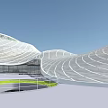 Cultural Center with Modern Architecture Near Center Lake and Scenic Viewing Platform