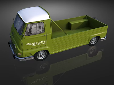 Vintage Green Seafreeze Functional Truck with White Roof and Open Cargo Bed 3d model