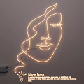 Warm Yellow Neon Lamp With Linear Face Shape And Minimalist Design For Wall Decor
