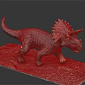 Teal Triceratops Dinosaur Model Featuring Pink Frill Standing On Rocky Base Design