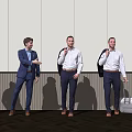 Professional Men in Formal Suits Standing Together Holding Jackets in Office Space