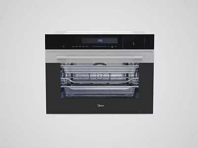 Sleek Black Built In Kitchen Oven With Glass Door And Digital Control Panel 3d model