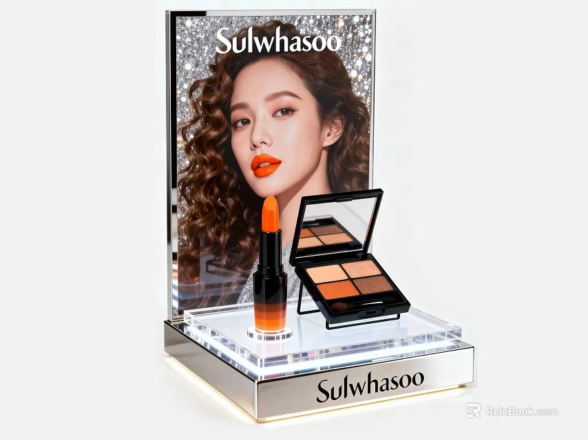 Sulwhasoo Cosmetics Display Stand With Lipstick Eyeshadow Palette And Model 3d model 