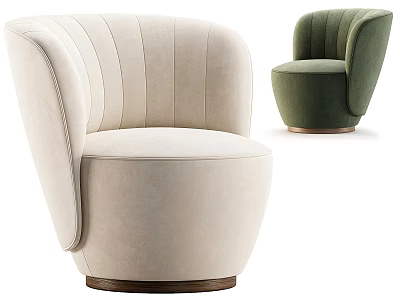 Beige And Green Velvet Upholstered Accent Chair Curved Back With Pleated Details Wooden Base Design 3d model