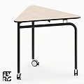 Modern Movable Corner Table With Light Wood Tabletop And Sturdy Black Metal Caster Wheels