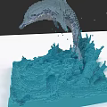 Lego Model of Dolphin Jumping Out of Water with Blue Splash Details