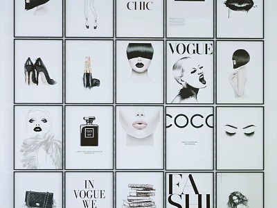 Fashion Portrait Collage With VOGUE Coco Chic High Heels And Lip Art 3d model