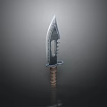 Sharp Tactical Knife With Metal Blade Wooden Handle And Metal Ring Design
