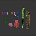 Ancient Weapons and Related Accessories Including Daggers Knives Leather Pouches Stones and Metal Parts