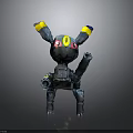 Black Character Creature Figure With Yellow Blue Tip Ears Colorful Eyes And Mechanical Armor Design