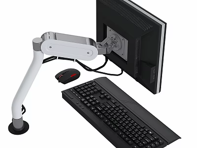 Ergonomic Computer Monitor Arm Setup With Adjustable Display Keyboard And Mouse 3d model