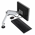 Ergonomic Computer Monitor Arm Setup With Adjustable Display Keyboard And Mouse 3d model