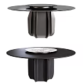 Modern Round Dining Table With Black Textured Pedestal And Marble Top 3d model