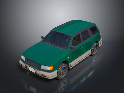 Green And Beige Two Tone SUV With Classic Design And Shiny Wheels 3d model
