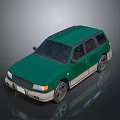 Green And Beige Two Tone SUV With Classic Design And Shiny Wheels