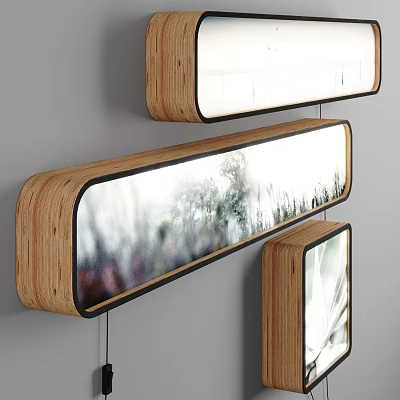 Wooden Roadside Lighting Facilities With Transparent Panels Enhancing Urban Street Safety 3d model
