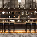 Modern Bar Clear Bar Taco Area Bar Console Chandelier 3d model