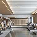 Modern Fitness Gym With Treadmills Workout Equipment And People Exercising