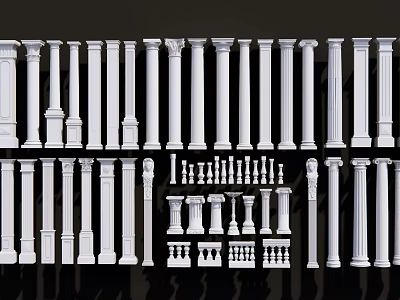 Various Classical Roman Columns with Different Architectural Styles and Decorative Details 3d model