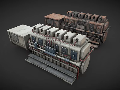 Industrial Mechanical Equipment With Control Panels Pipes And Metal Structures 3d model