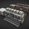 Industrial Mechanical Equipment With Control Panels Pipes And Metal Structures