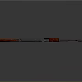 Rifle With Red Wooden Stock Grip And Black Metal Components Design