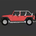 Stylish Red Convertible Jeep Style Car With Removable Top Black Bumpers And Gray Seats
