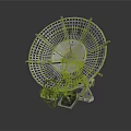 Industrial Metal Fan With Mesh Guard Blade And Black Base Structure