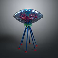 Transparent Jellyfish Shaped Game Movie Character With Blue Legs Red Tips And Complex Interior
