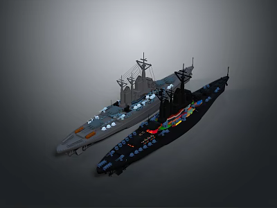 Gray And Black Ships With Antennas Upper Decks And Structural Features 3d model