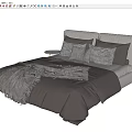 Double bed pillow towel bedding bedside table backrest 3d model