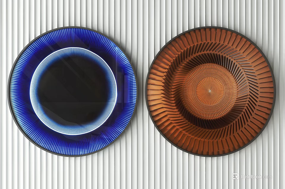 Stylish Circular Wall Decor With Blue And Brown Textured Patterns For Home Wall 3d model