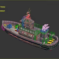 3D Rendered Patrol Boat Featuring Metallic Hull Radar Antenna Upper Superstructure And Yellow Deck Markings