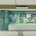 Modern Laboratory Interior With Green Walls White Tables Chairs Smart Devices And Multiple Seats