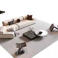 Modern Sofa And Coffee Table Set With Accent Chairs Floor Lamp And Decorative Pillows