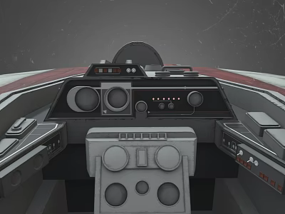 Futuristic Control Console Dashboard With Metallic Panels Buttons And Screens 3d model