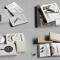 Stylish Books Magazines With Stacked Design Coffee Cup Notebook And Open Food Pages