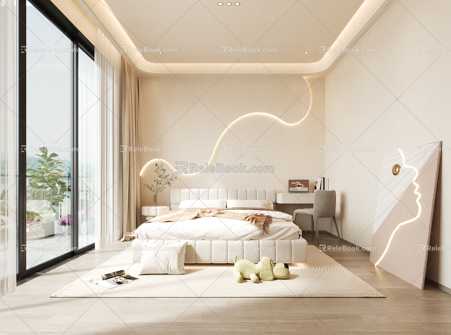 Modern Bedroom Cream Home Bedroom 3d model