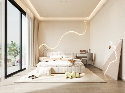 Modern Bedroom Cream Home Bedroom 3d model