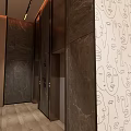 Elegant Elevator Lobby Design With Marble Walls And Modern Elevator Doors 3d model