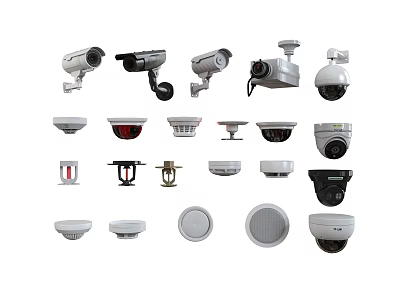 Comprehensive Fire Safety Equipment Collection Featuring Smoke Detectors and Alarm Devices 3d model