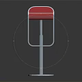 Modern Red Bar Stool Furniture With Curved Seat Metal Frame And Round Base