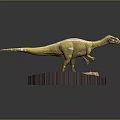 Yellow Dinosaur Model Standing on Red Wooden Base with Detailed Texture 3d model