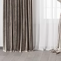 Elegant Double Layer Curtains with Sheer Inner and Textured Outer Panels for Window Decor 3d model