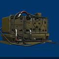 Industrial Equipment Featuring Metal Frame Pipes Cables Control Panel and Valves