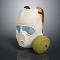 Firefighting Equipment White Respirator Mask With Blue Goggles Yellow Filter And Brown Straps